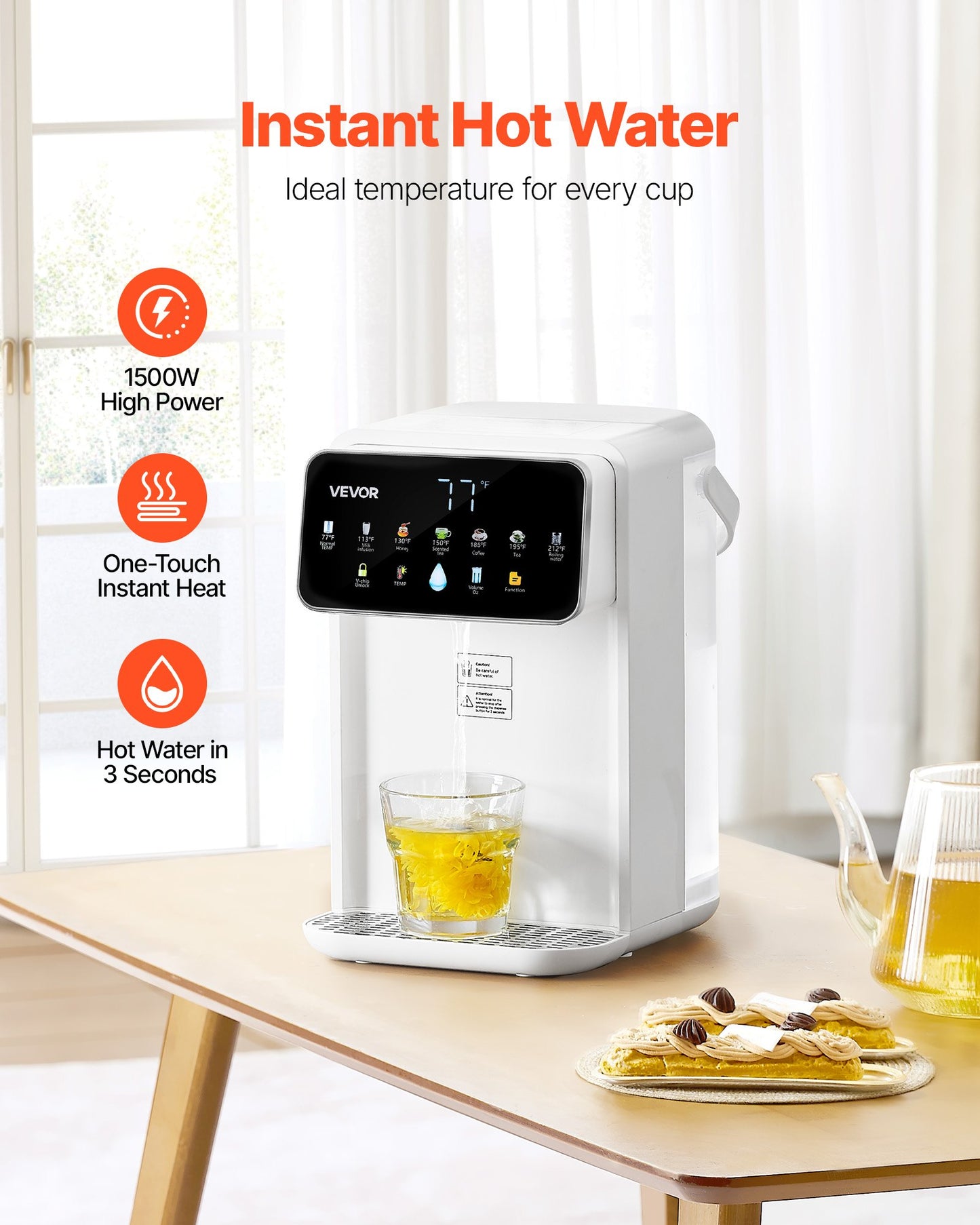 Countertop Hot Water Dispenser with 7 Temperatures & 118oz Tank - White