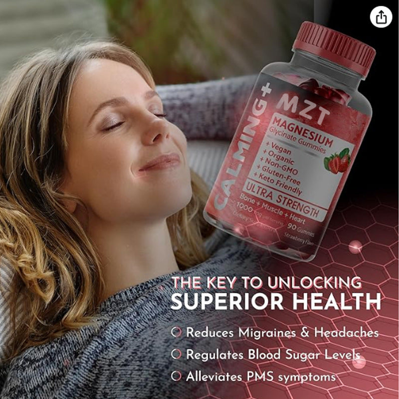Magnesium Glycinate Soft Candy Tablets - Strawberry Flavor, 90 Count