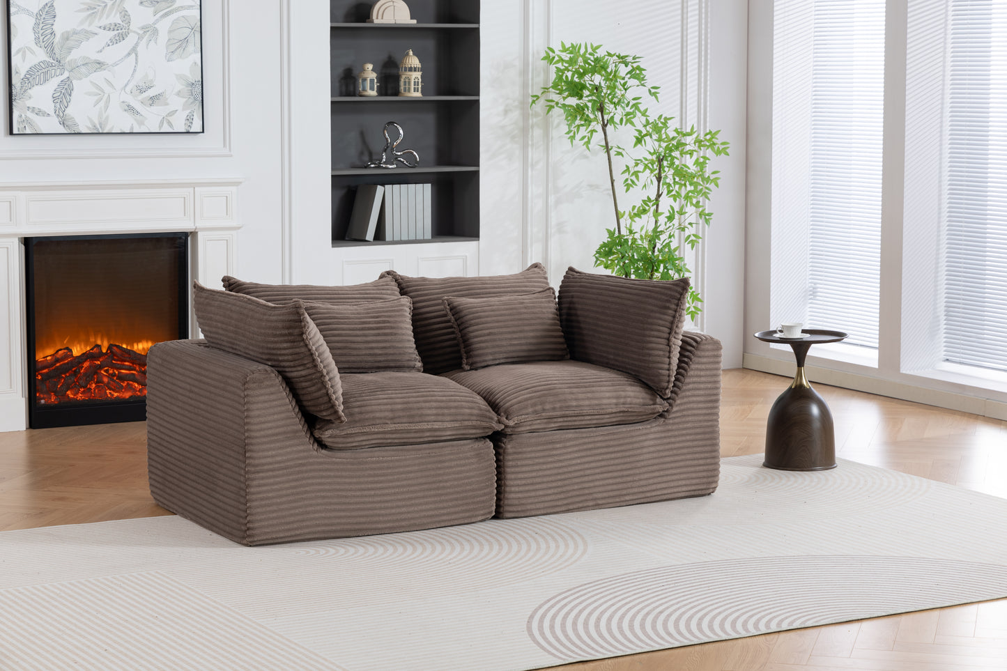 Modular Sectional Sofa - Oversized 2-Seat Cloud Couch in Khaki