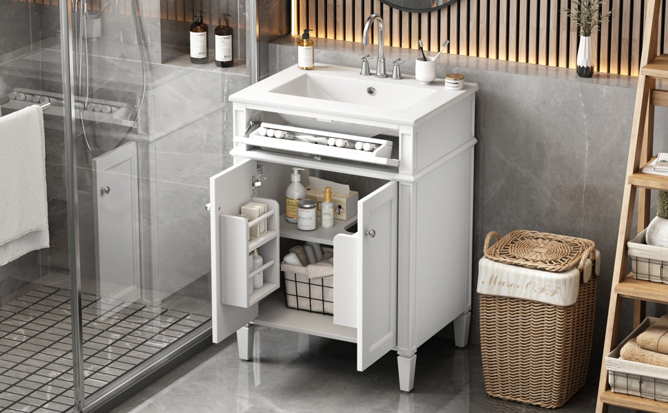 24" Bathroom Vanity with Sink, Soft-Close Doors & Storage