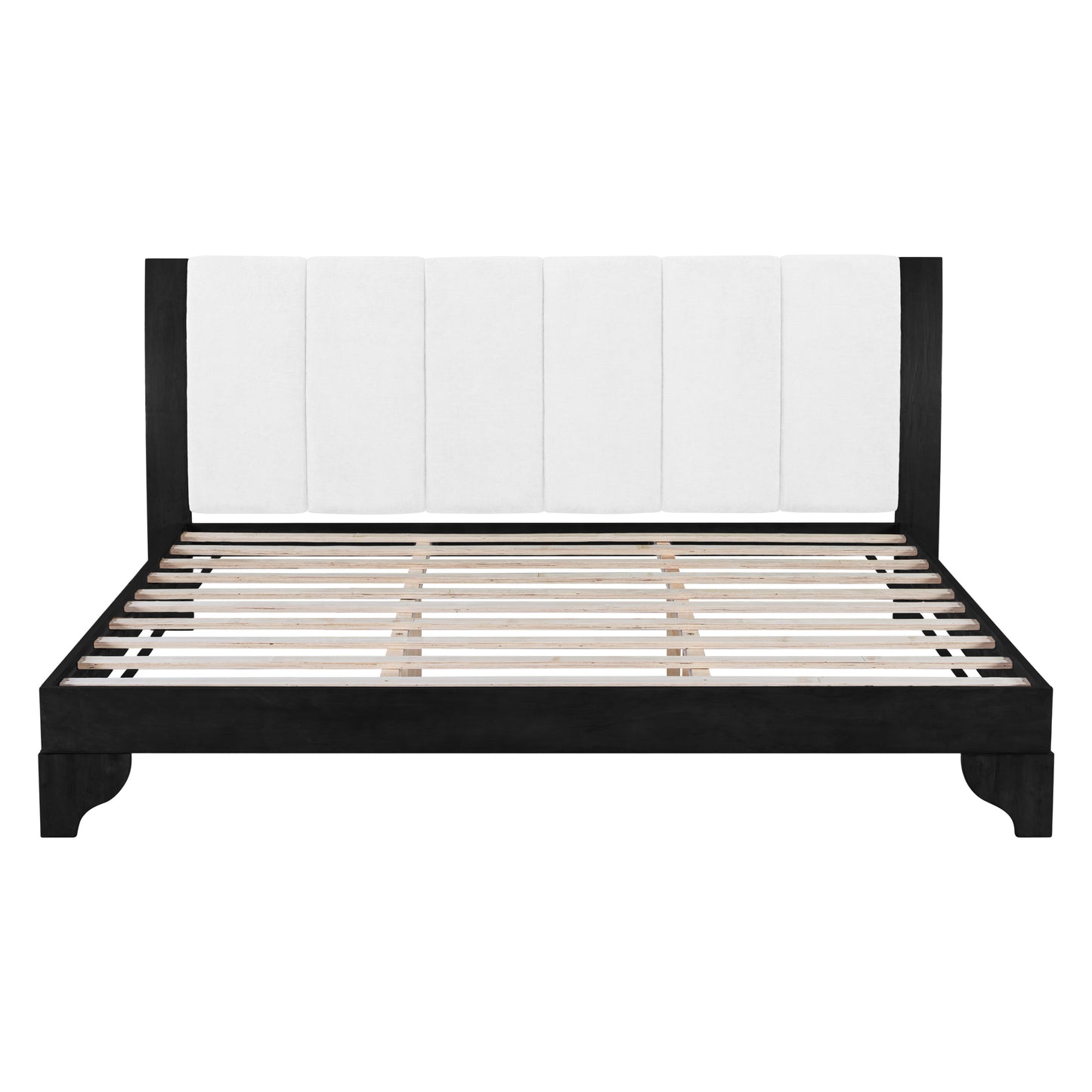 King Size Bed Frame - Black & White MDF Pine, No Box Spring