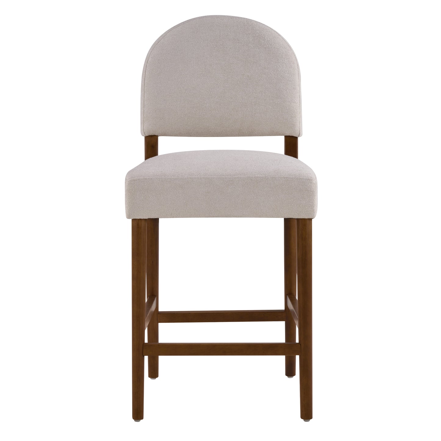 26 Seat Height Light Gray Fabric & Walnut Rubberwood Bar Stool,