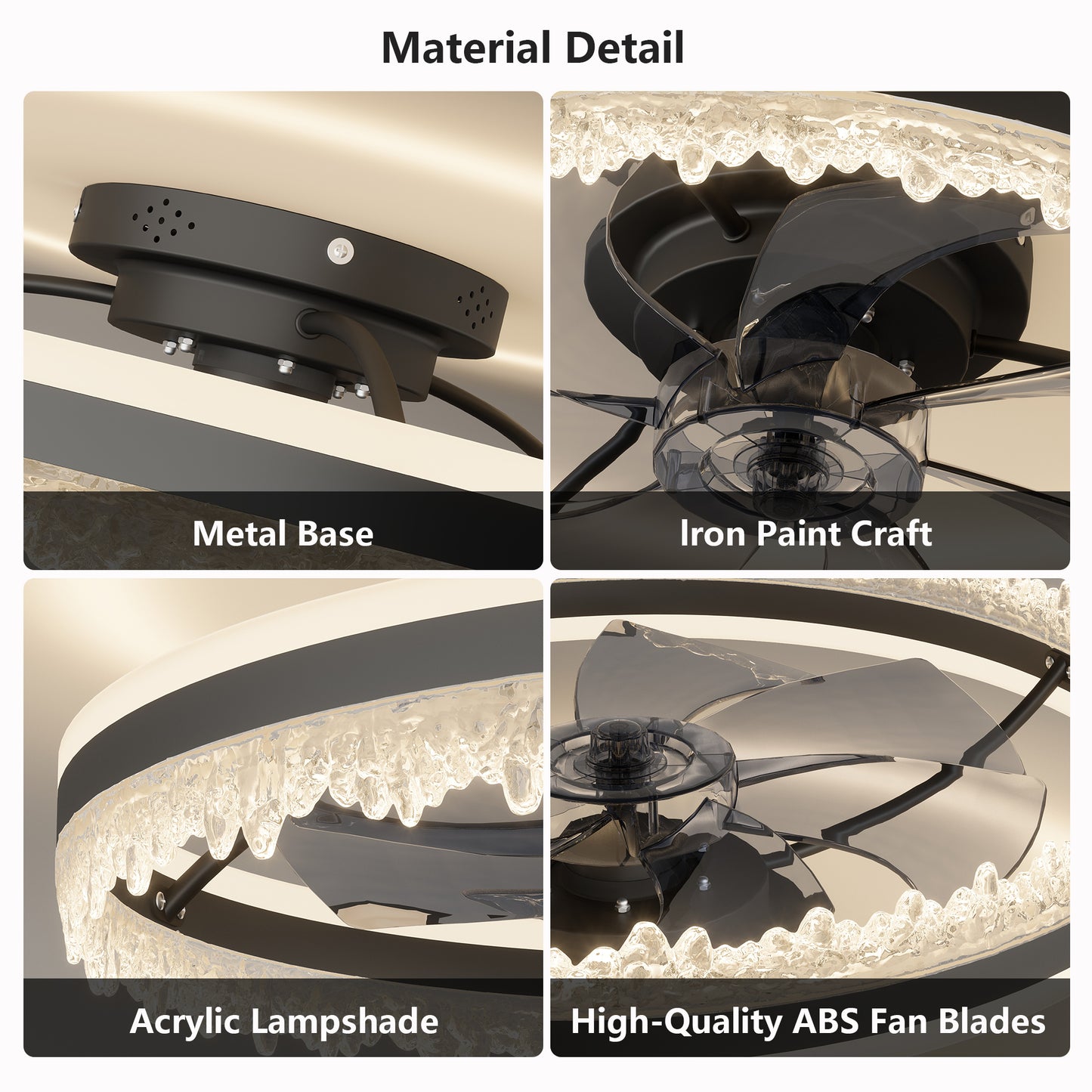 Modern Dimmable LED Ceiling Fan with Light - Remote Control