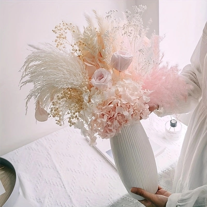 Pink Rose and Baby's Breath Bouquet Decoration for Home & Garden