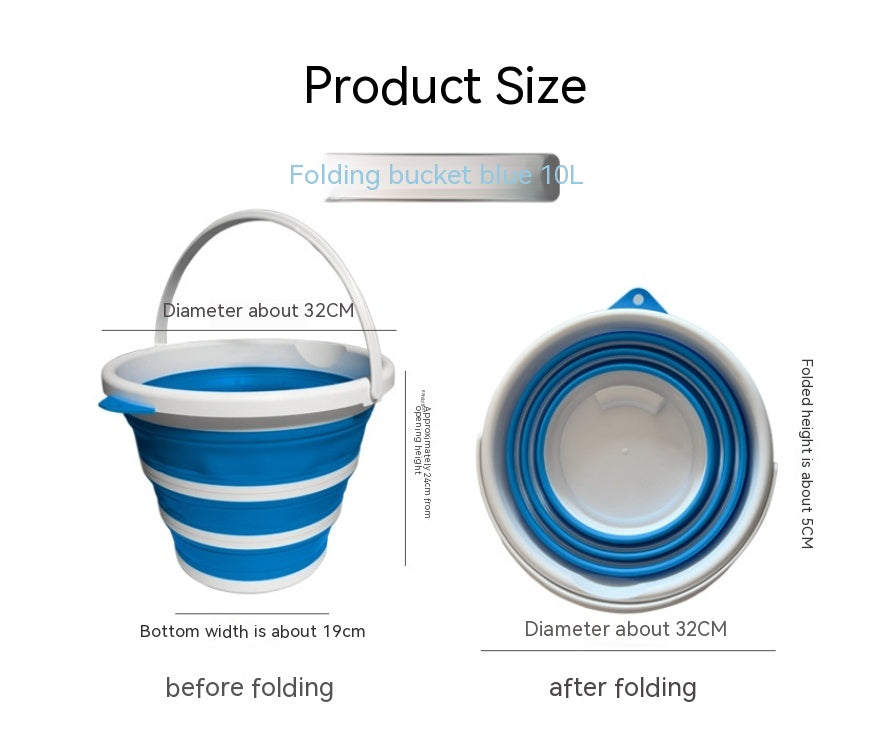 10L Plastic Folding Bucket for Household, Garden & Fishing Use