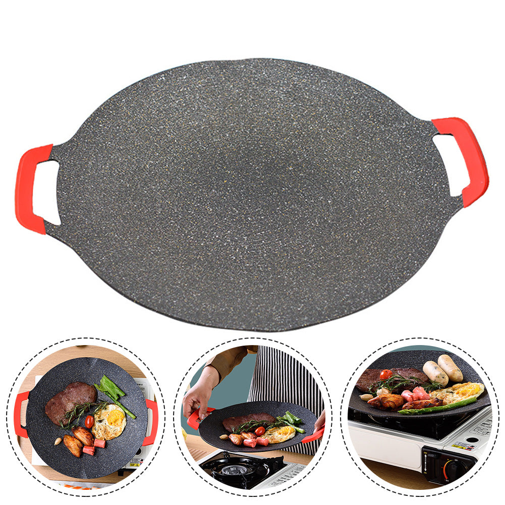 Outdoor Round Maifan Stone BBQ Plate with Silicone Cover - 30cm, 33cm, 36cm