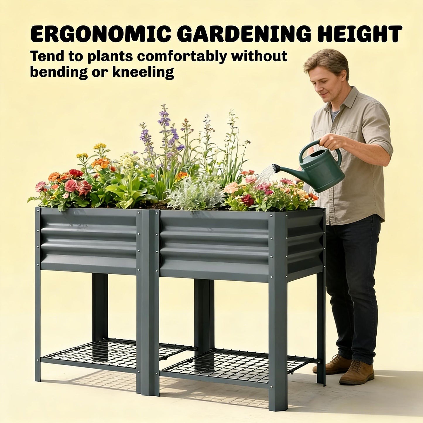Outdoor Elevated Planter Box - Dark Gray Raised Garden Bed