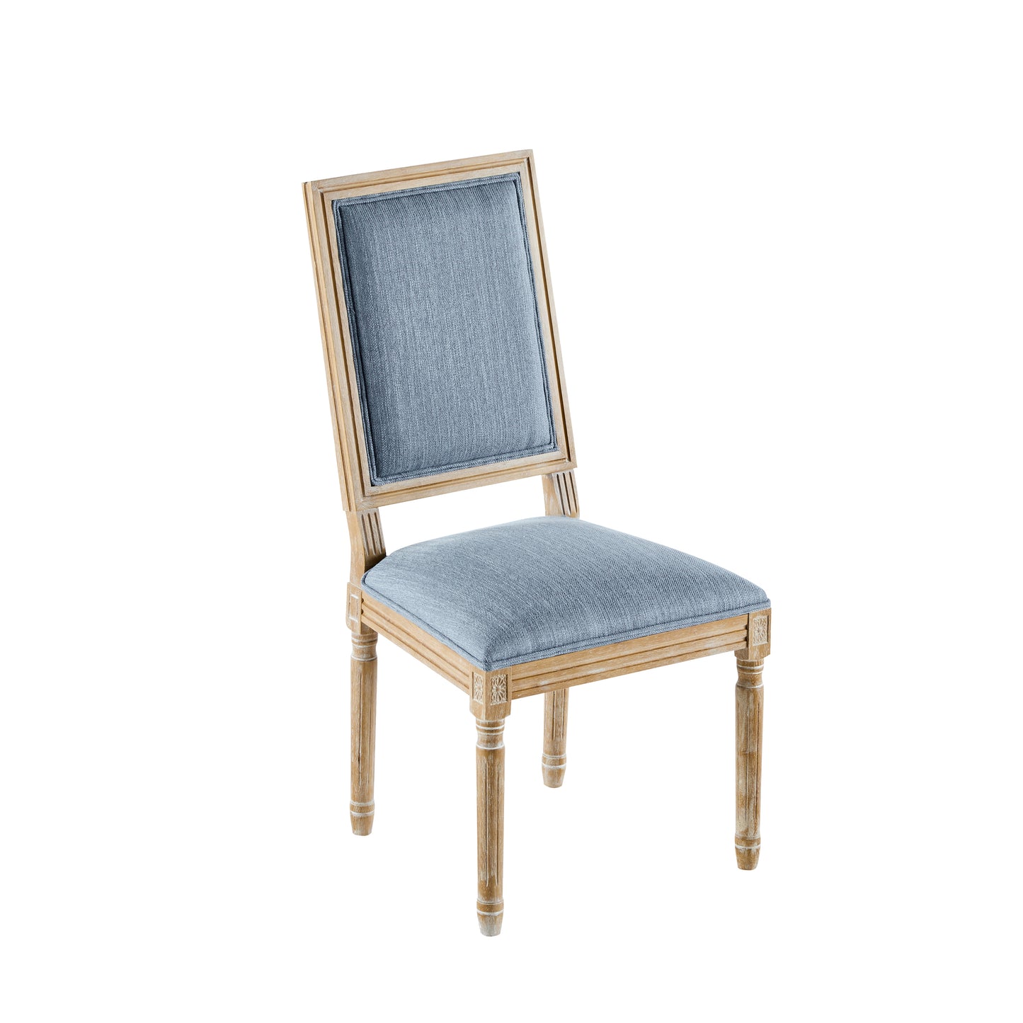 Set of 6 French Country Dining Chairs - Slate Blue Upholstered Seat