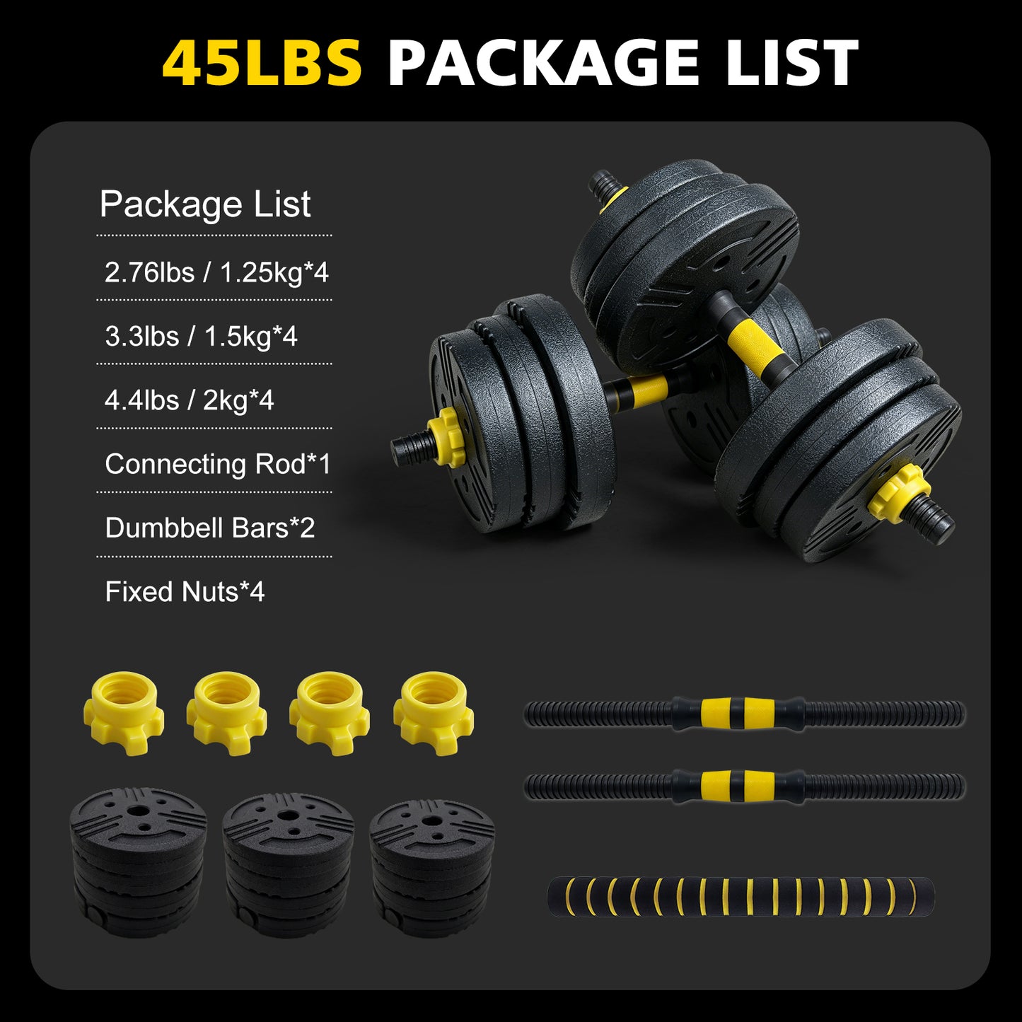 Adjustable 45 lbs Dumbbell Set - Multifunctional Weight Training