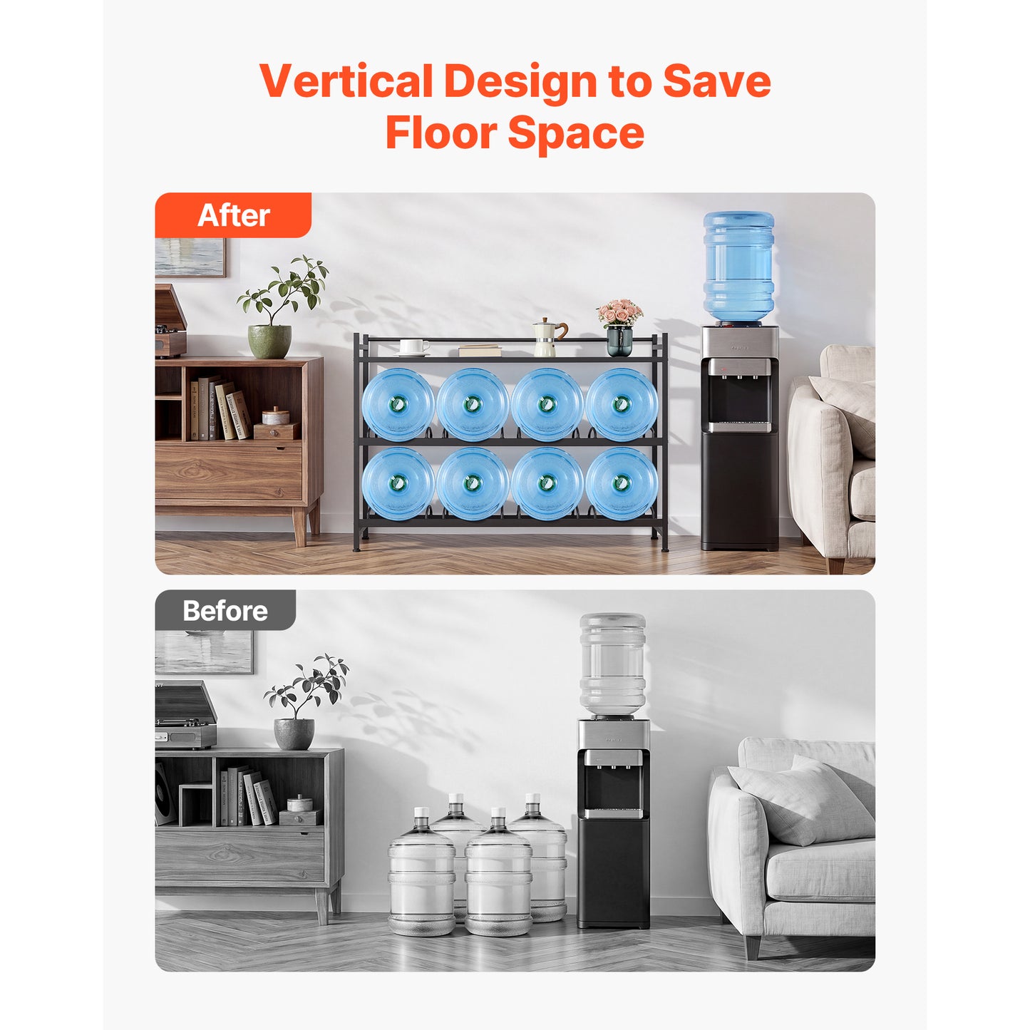 Heavy Duty Water Jug Rack Organizer with 3 Tiers for 3-5 Gallon Bottles