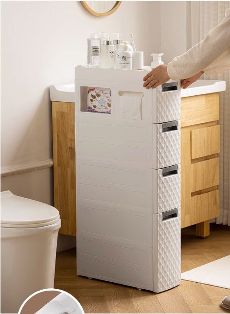 Plastic Multi-Layer Corner Toilet Storage Shelf Bathroom Organizer with Wheels