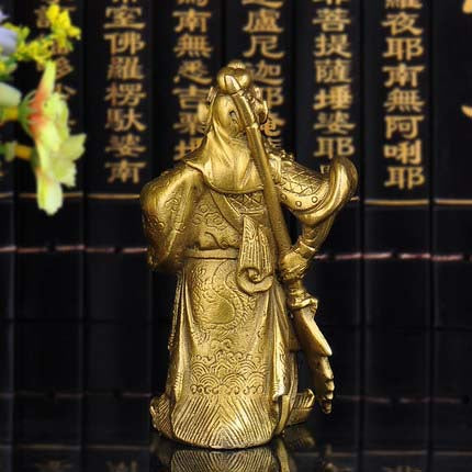 Copper God of Wealth Statue Metal Craft Decoration Golden Finish