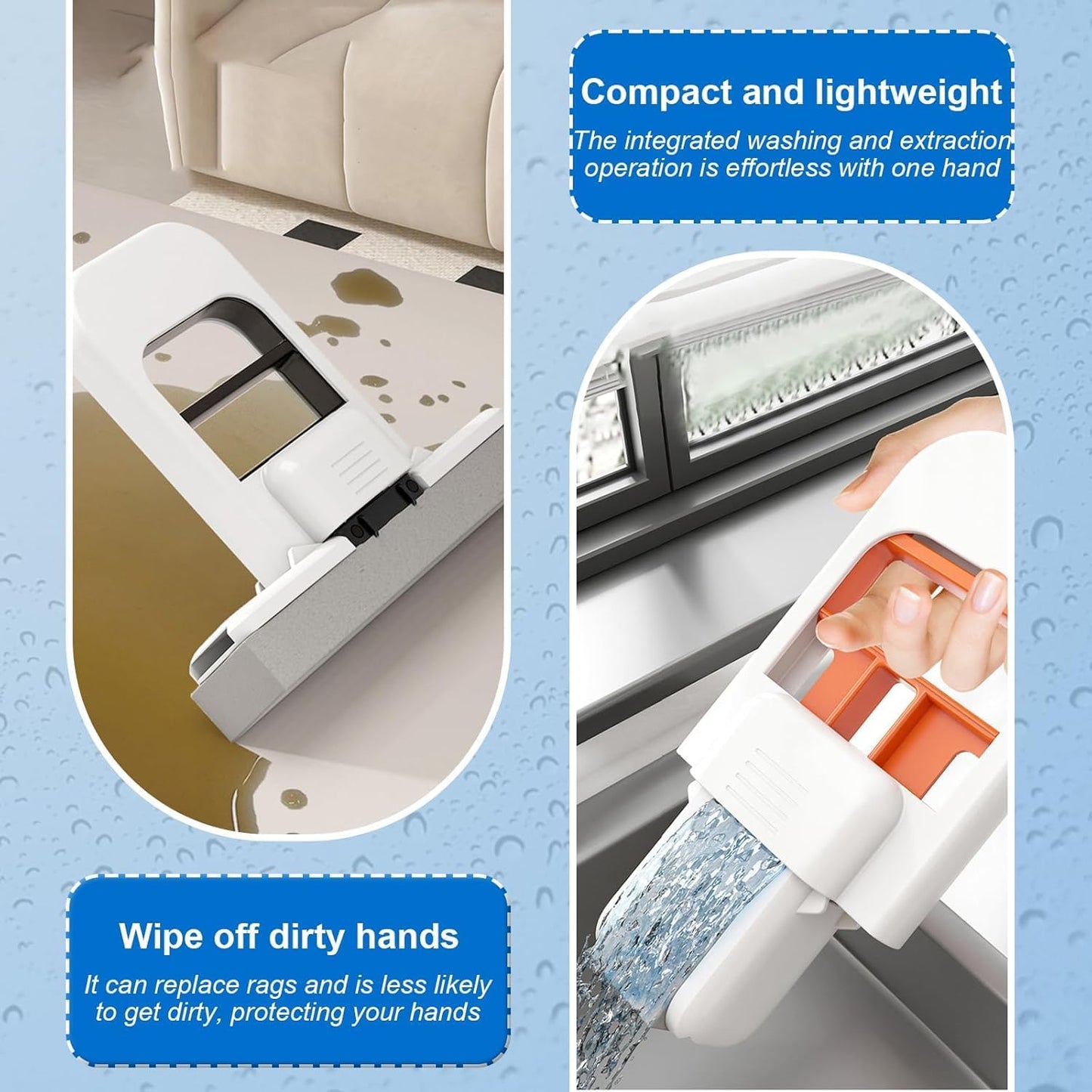 Foldable Water Absorbing Sponge Mop for Bathroom Kitchen Car Cleaning - Multi-Scene, Scratch-Free