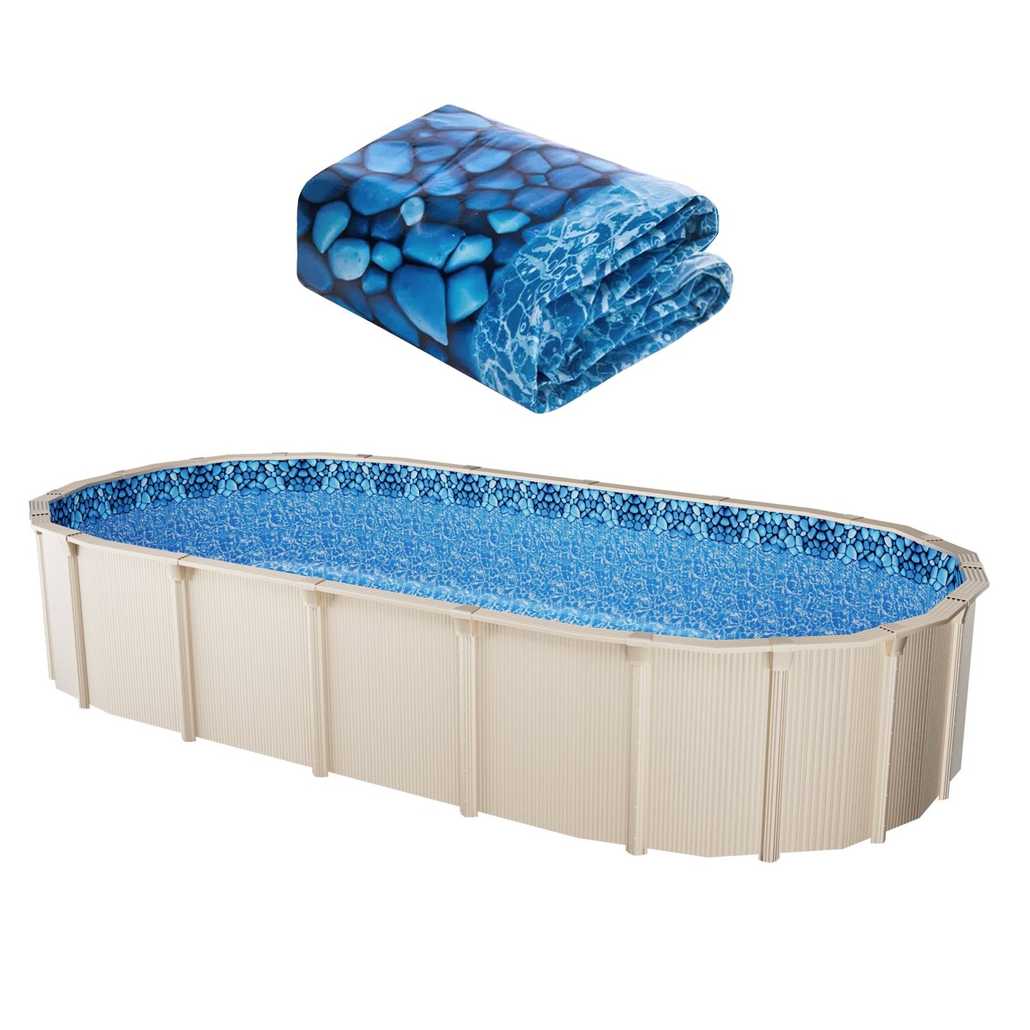 18x33 ft Pool Liner Overlap Style - Durable Vinyl Fit for Above-Ground Pools
