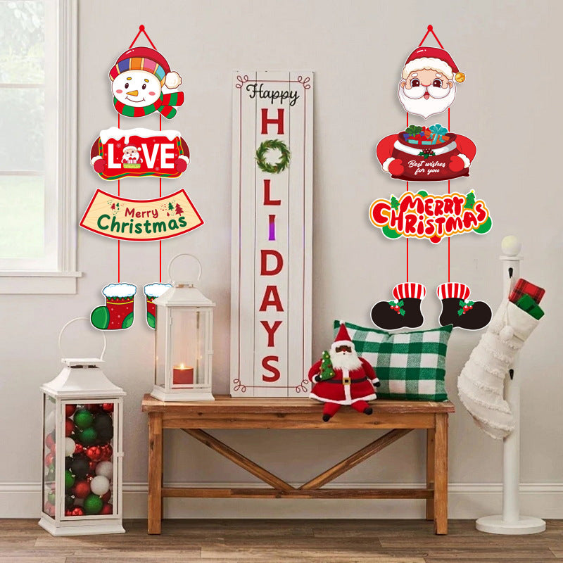 Christmas Scene Door Curtain Decor Cartoon Holiday Festive Hanging Ornament