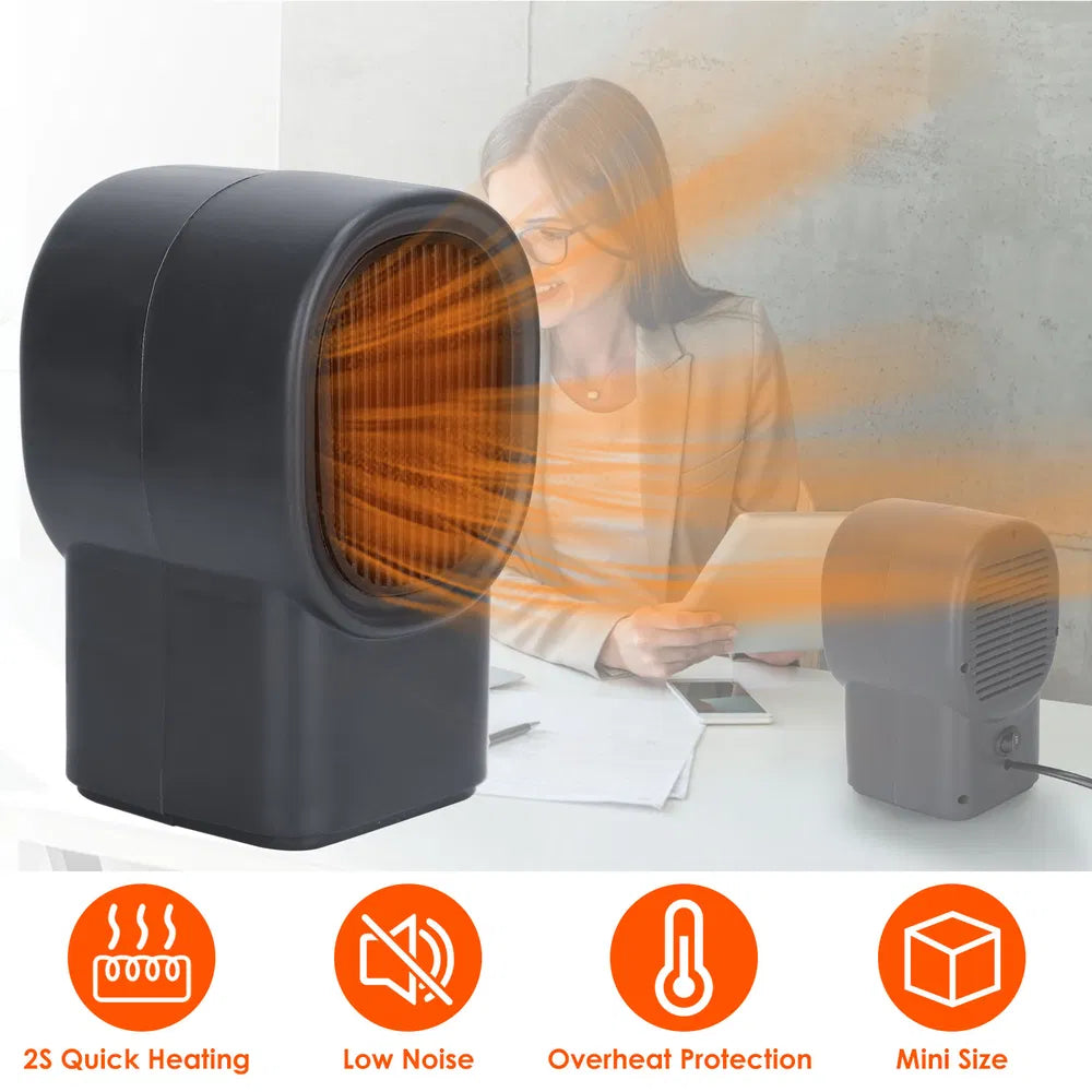400W Portable Mini Space Heater for Home Office Small Room Black