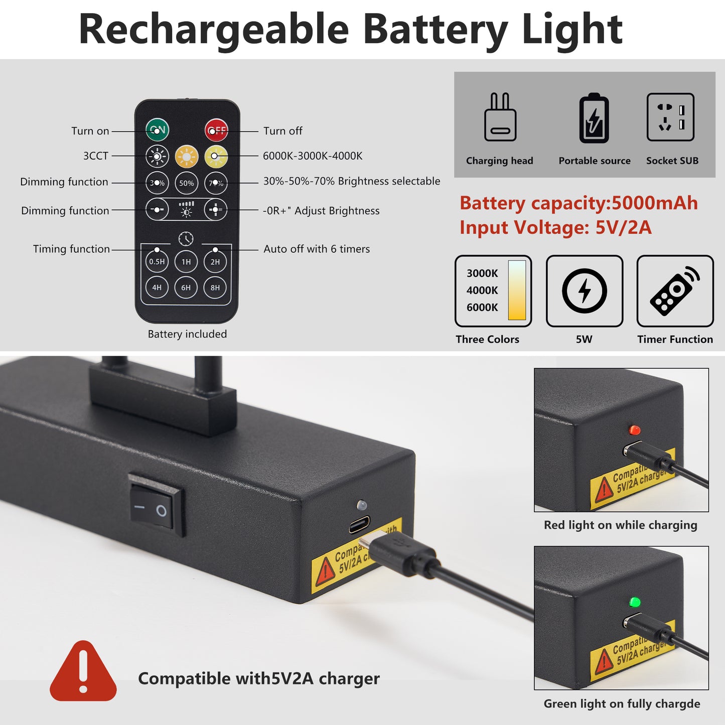 Battery Operated Picture Light with Remote, Dimmable LED Wall Sconce 16in Adjustable Swing Arm