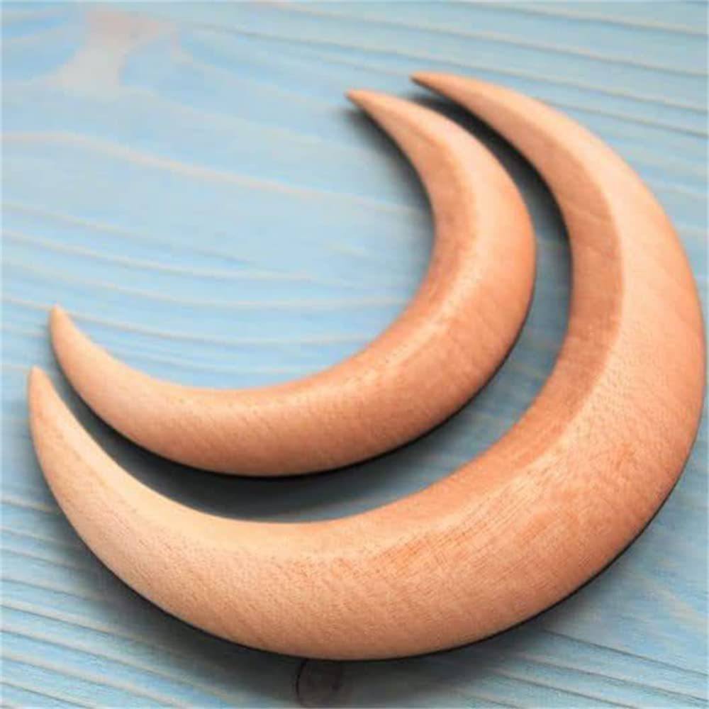 Wooden Crescent Hair Barrette - Black, Brown