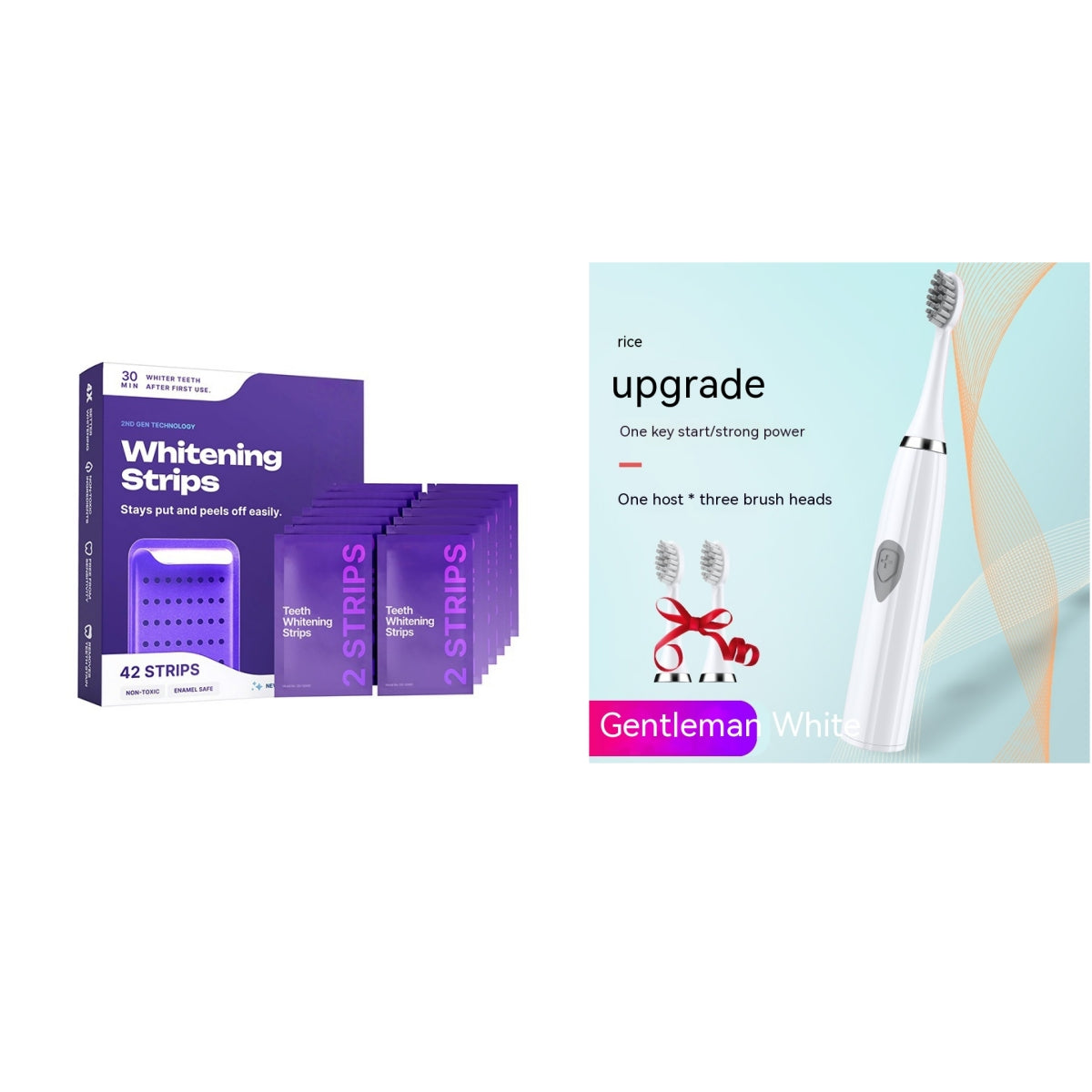 Rechargeable Waterproof Electric Toothbrush with 3 Brush Heads