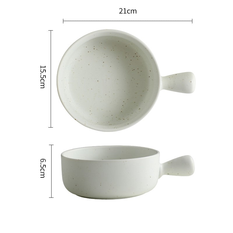 Japanese Style Ceramic Noodle Bowl with Lid and Handle – 6-Inch Porcelain Kitchenware