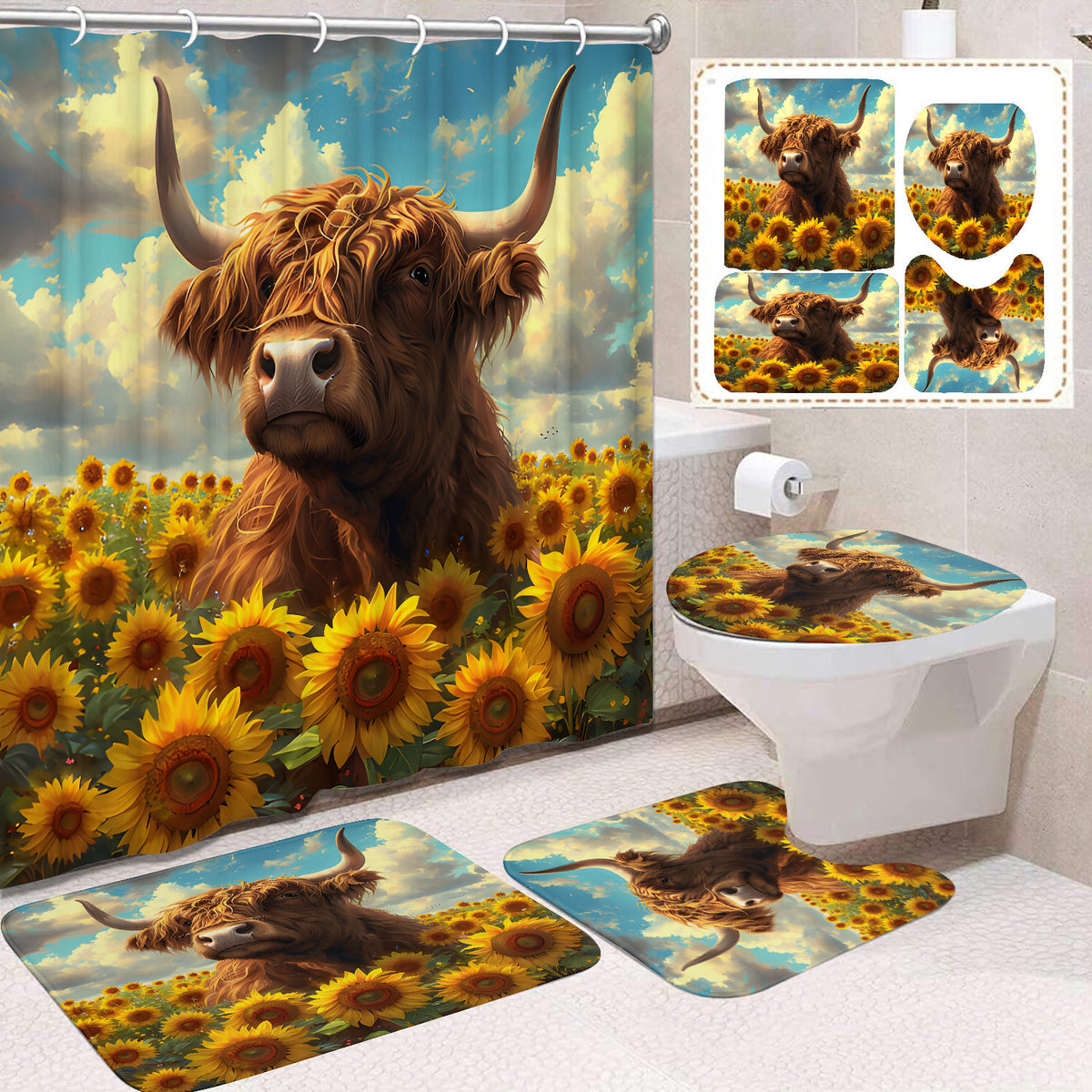 Waterproof Mildew-Resistant Shower Curtain Set - Multiple Sizes & Styles