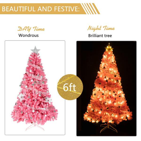 6ft Pink PVC Christmas Tree - Lush Holiday Decoration