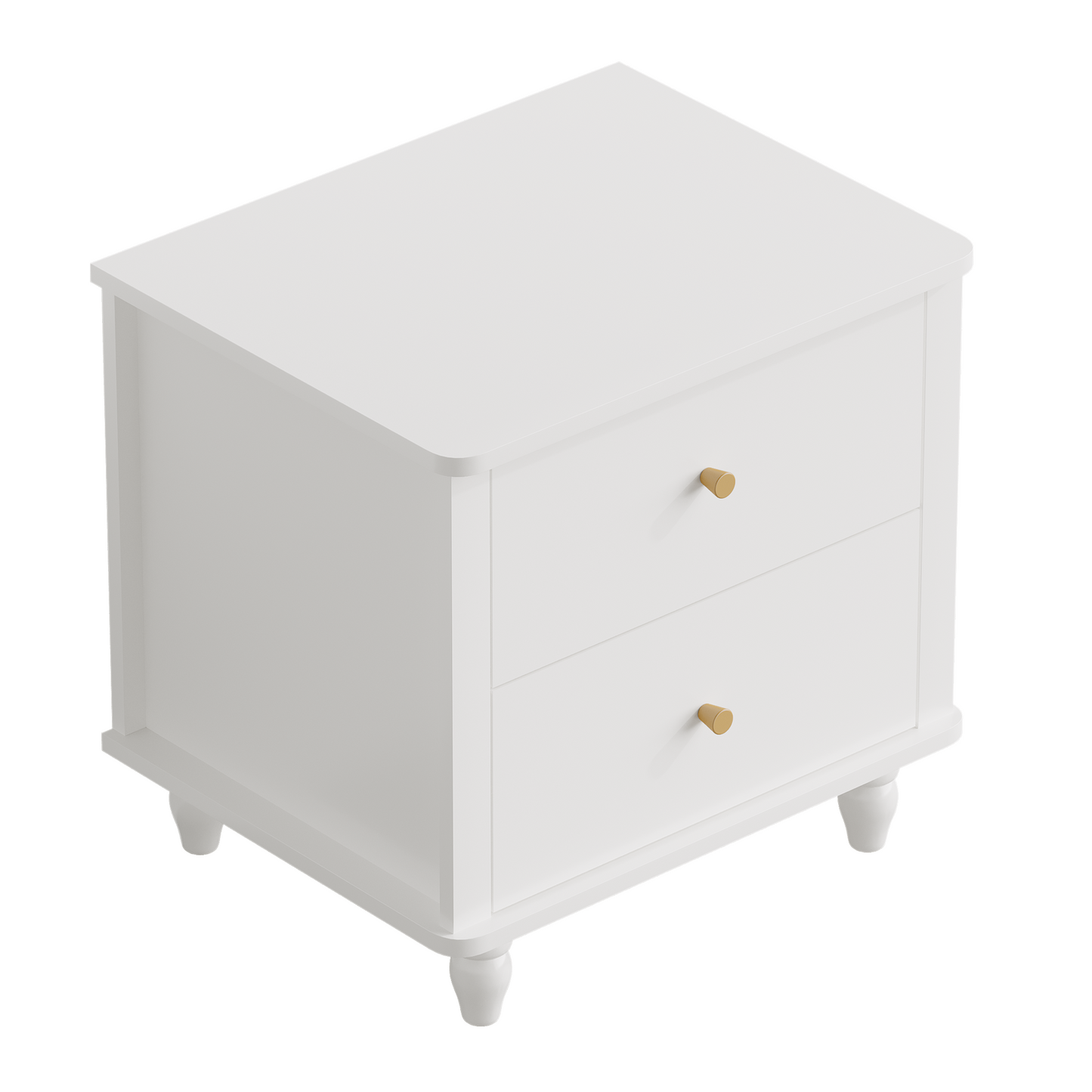 Modern White 2-Drawer Nightstand - MDF Bedside Table