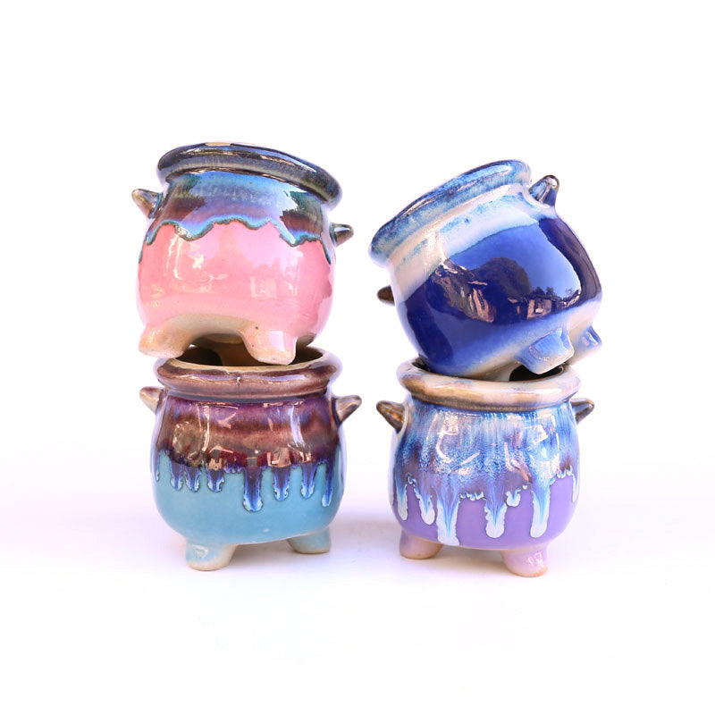 Creative Ceramic Flowerpot with Hand-Controlled Bursting Flow Glaze