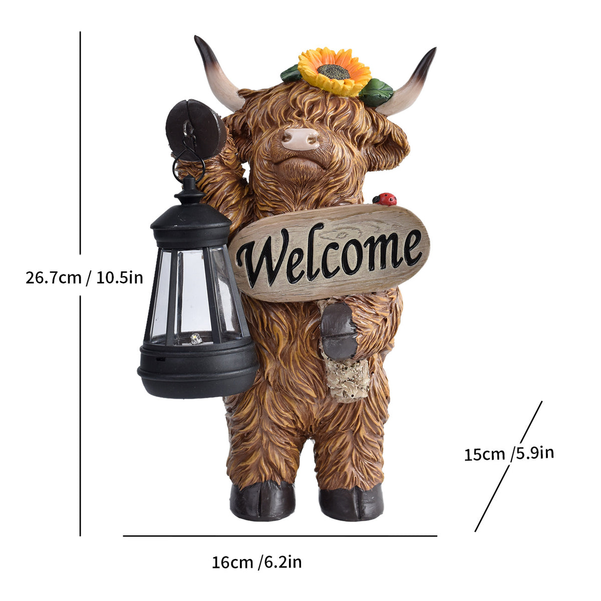 Highland Cattle Solar Garden Lamp Outdoor Decorative Light Yard Ornament