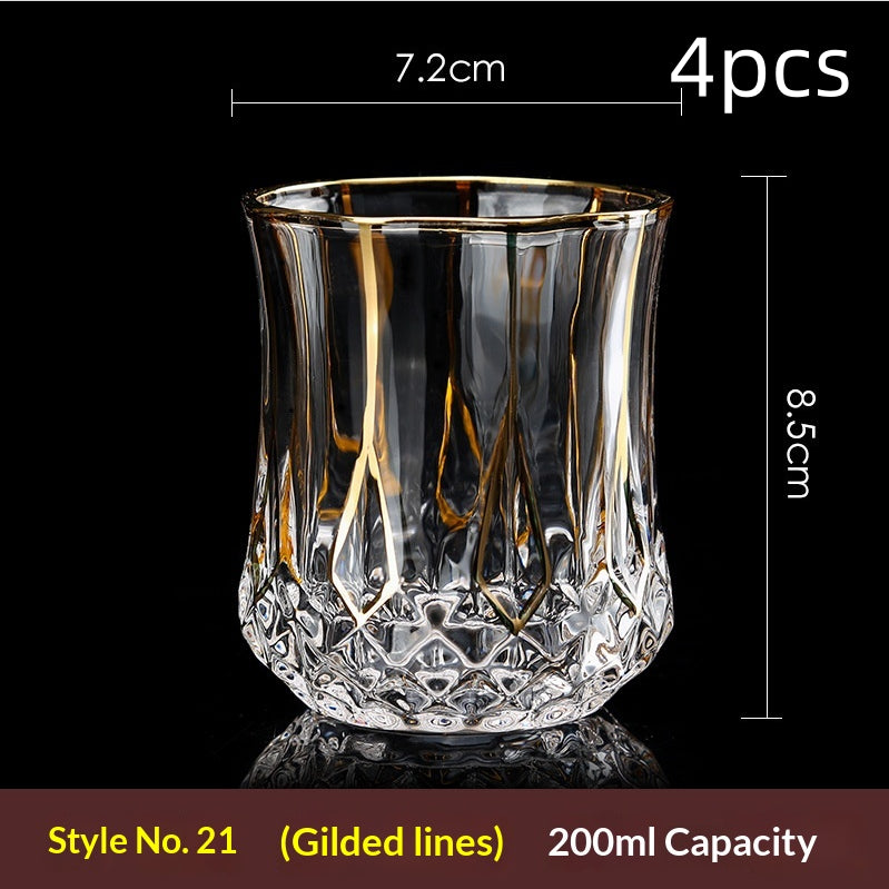Large Gold-Trimmed Gin Crystal Glass - Vintage Drinkware for Bar & Kitchen