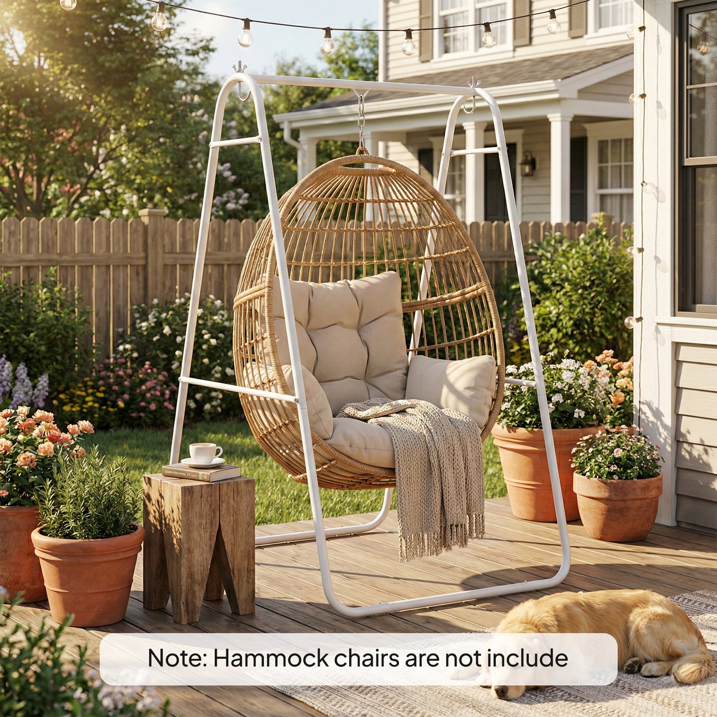 Heavy Duty A-Frame Hammock Chair Stand - 330 lbs Capacity, White
