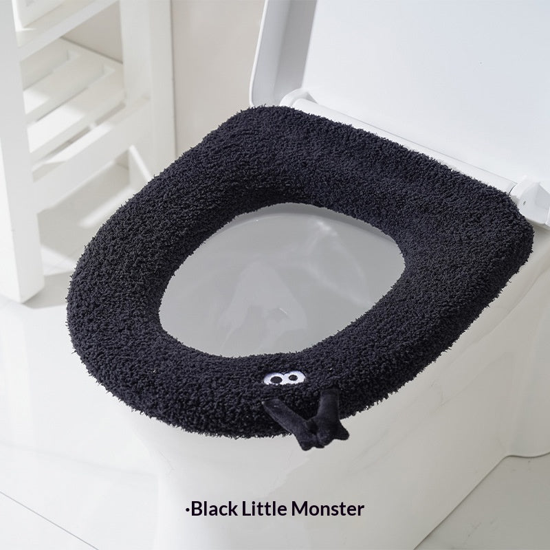 Universal Toilet Seat Cover for Bathroom Use - Winter & Autumn Fit, Slip-On Polyester