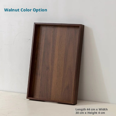 Portable Bamboo Serving Tray Walnut Color 44x30cm Kitchen Organizer