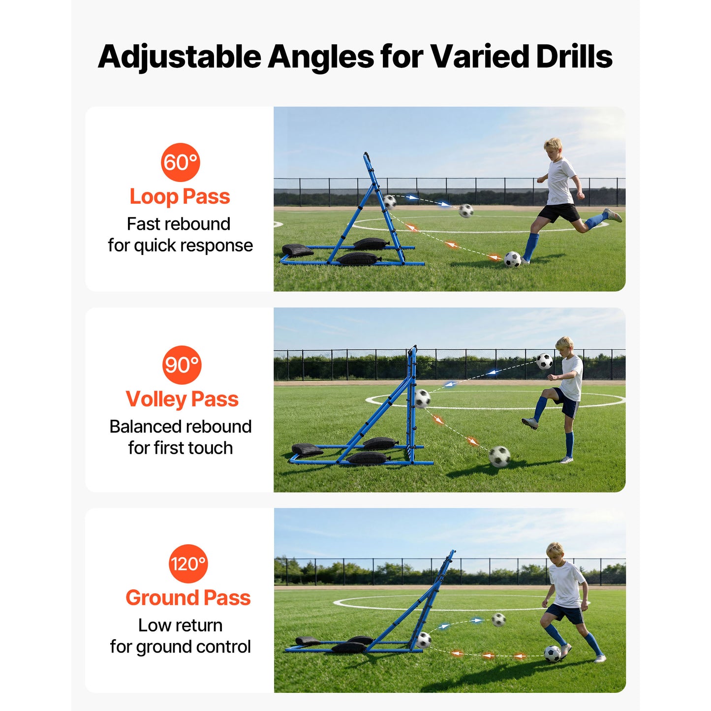Soccer Rebounder Net for Training - Heavy-Duty Iron Frame & PE Net - 3.7x3.7 ft