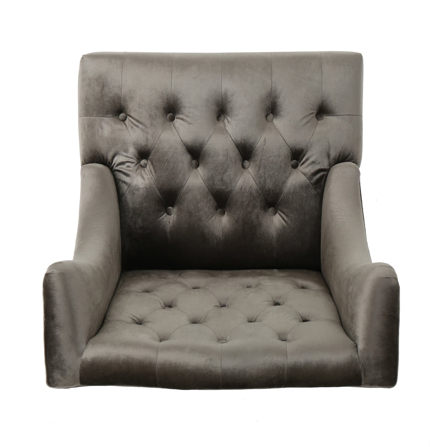 Grey Velvet Hi-Back Club Chair with Wingback Design