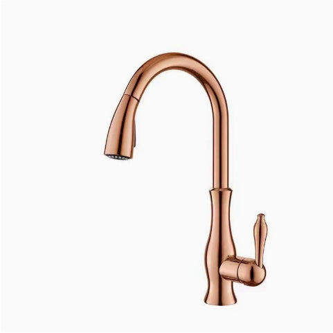 Kitchen Sink Hot and Cold Water Faucet Copper Finish with Inlet Pipe