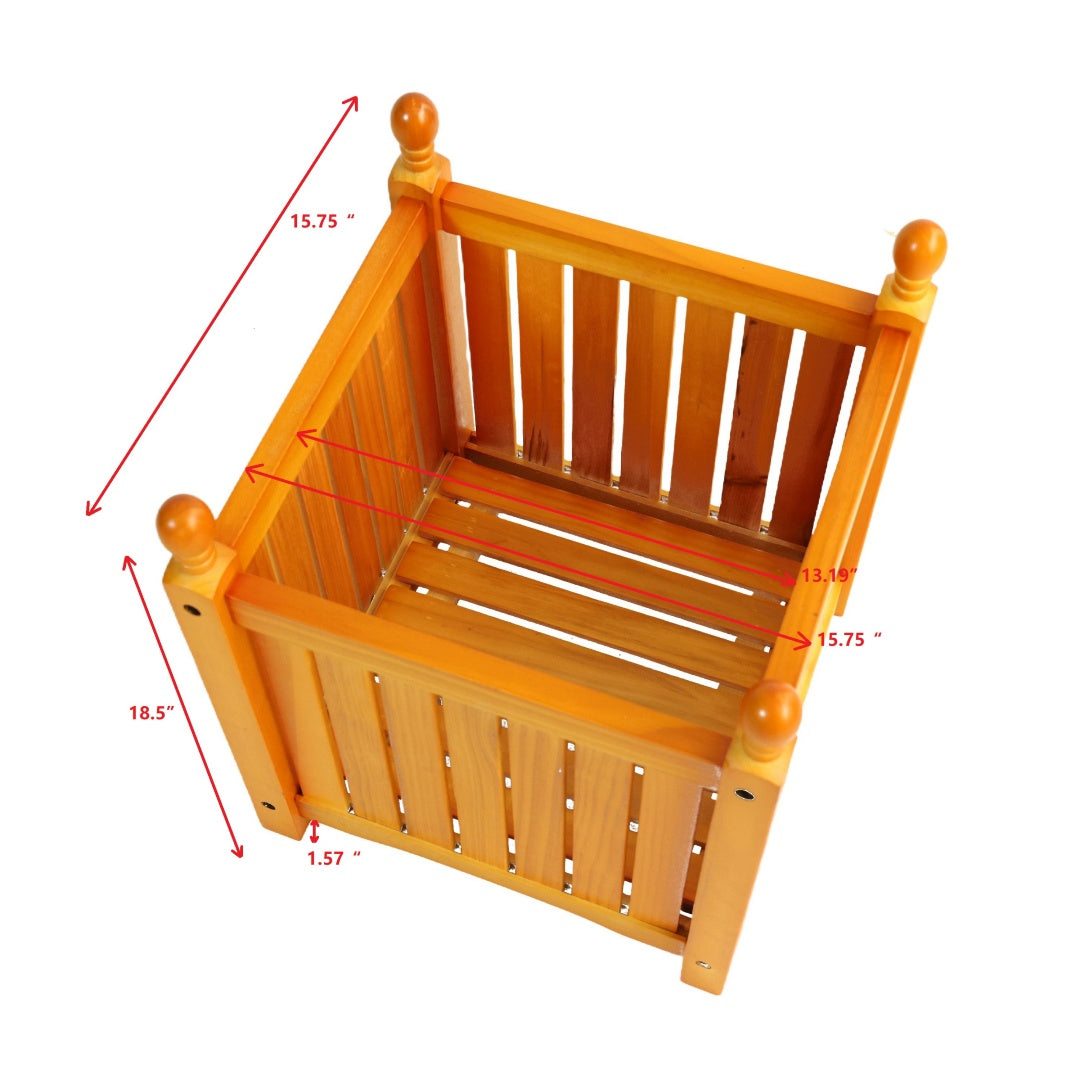 Wooden Outdoor Square Planter Box for Garden & Patio - Teak