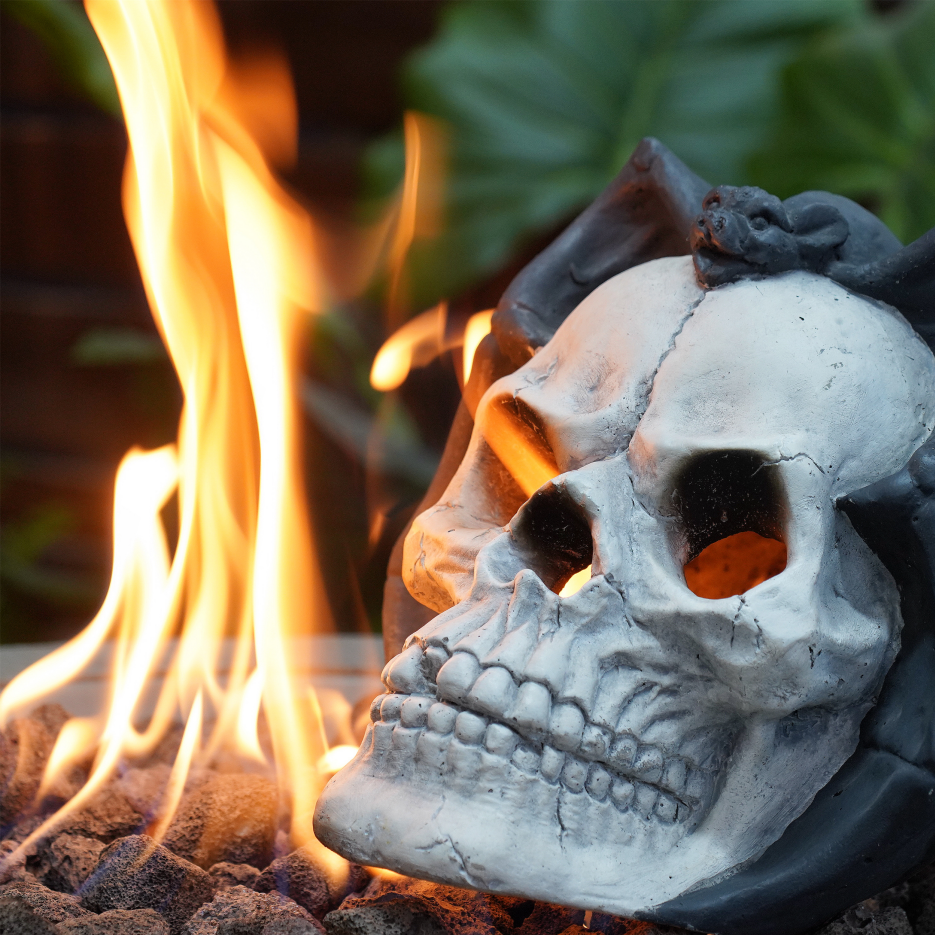 Realistic Demon Skull Gas Log for Fire Pit & Fireplace
