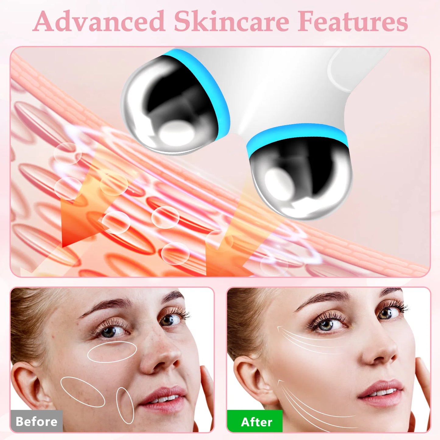 Microcurrent Facial Toning Device - Anti-Aging Skin Lifting Tool - White