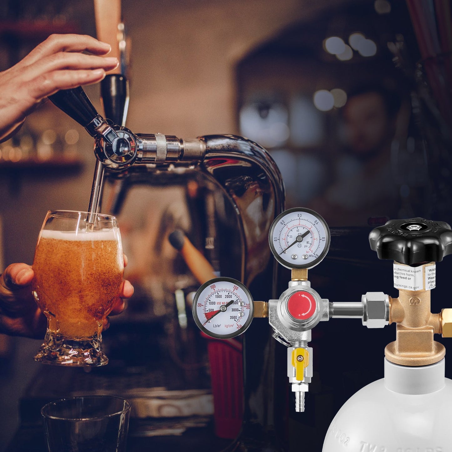 CO2 Regulator with Adjustable Pressure 0-60 PSI - Heavy Duty