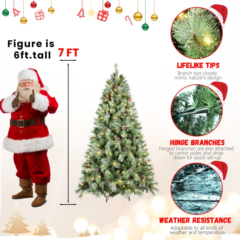 PVC Christmas Tree - Mixed Needle Design with Pine Cones