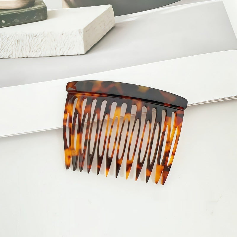 Leopard Print Hair Comb - Acetate Geometric Design