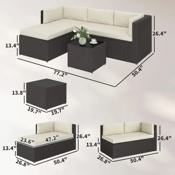 Three-Piece Wicker Patio Furniture Set - Chaise Lounge & Sofa