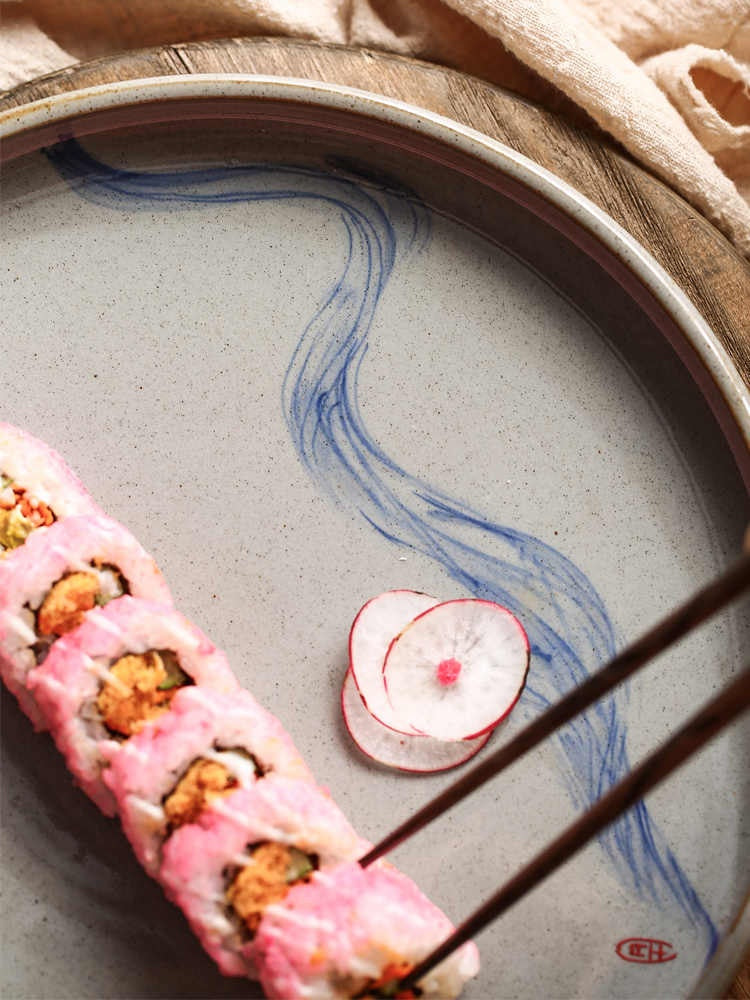 Ceramic Dinner Plate Set - Hand-Painted Round Tableware for Home & Kitchen