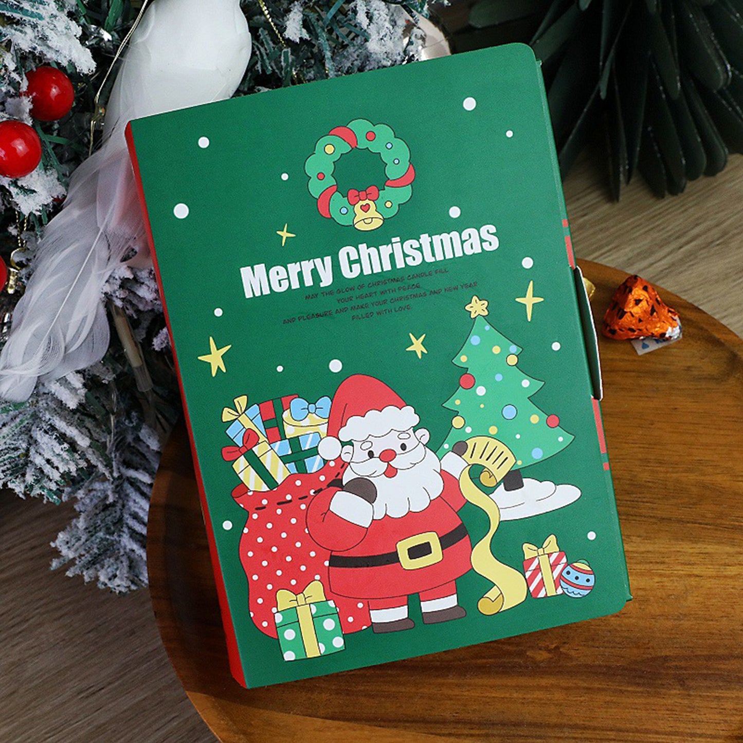 10 Pcs Christmas Treat Boxes - Green Book Shape Candy Boxes
