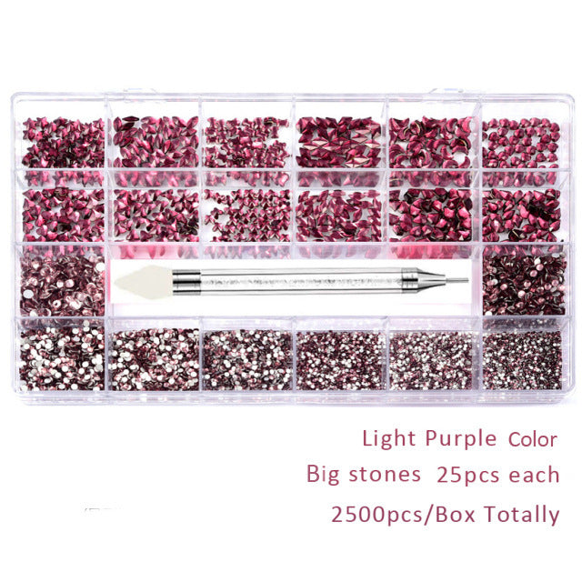 Nail Art Drill Kit with Glass Diamond Organizer Box