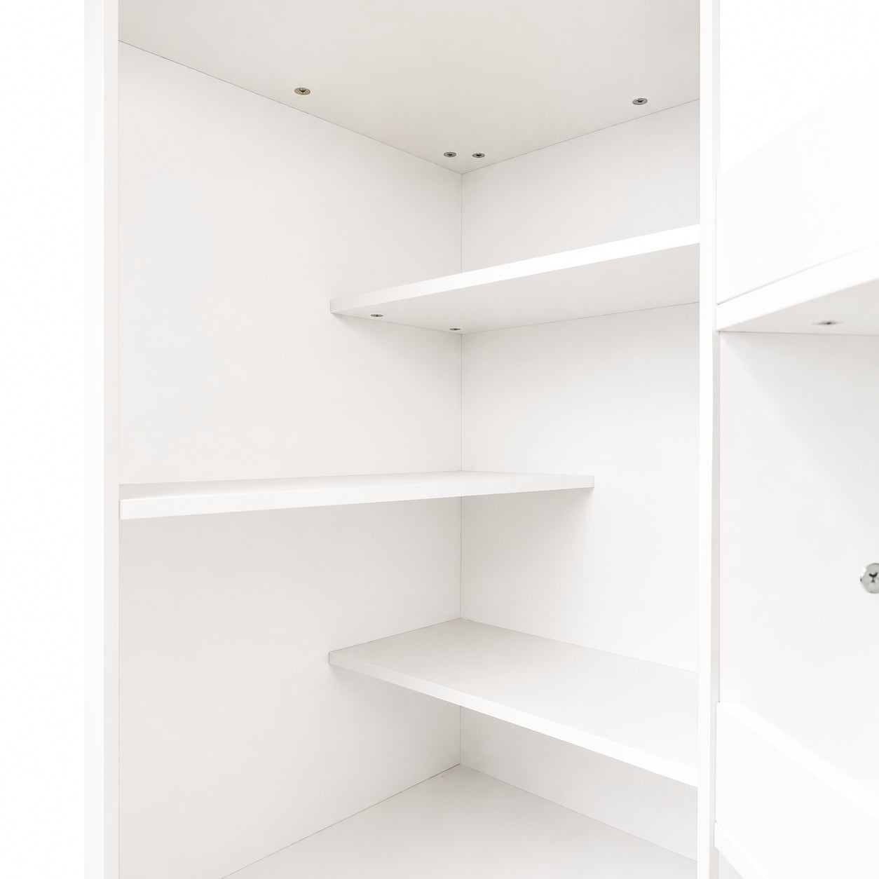 White Corner Kitchen Pantry Cabinet - 70.87" Tall L-Shaped Storage