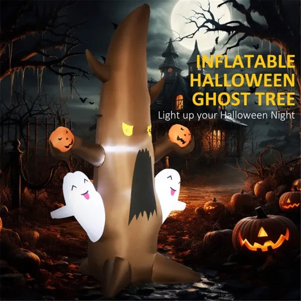 Cute Ghost Tree Halloween Inflatable with LED Lights - 59"