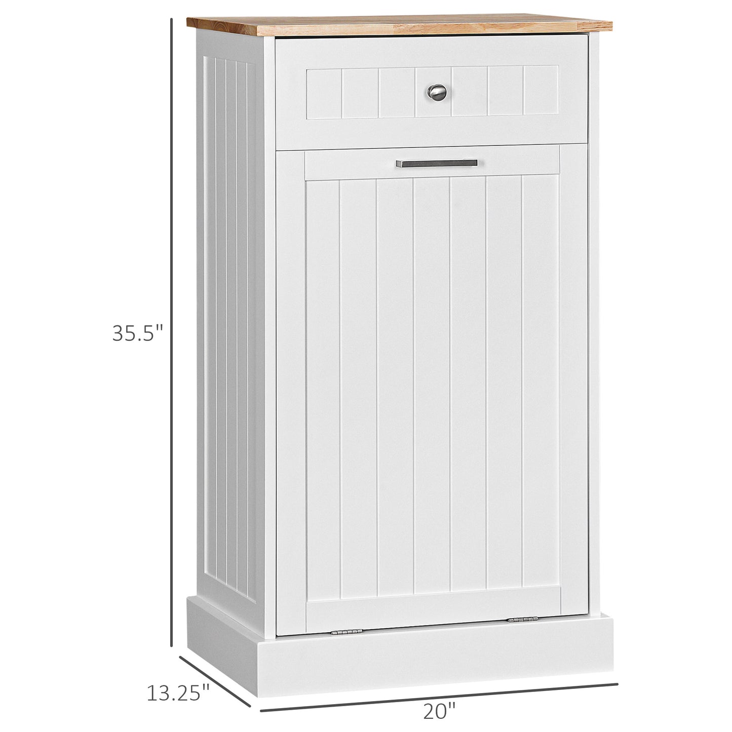 10 Gallon Tilt-Out Trash Cabinet with Storage Drawer - White