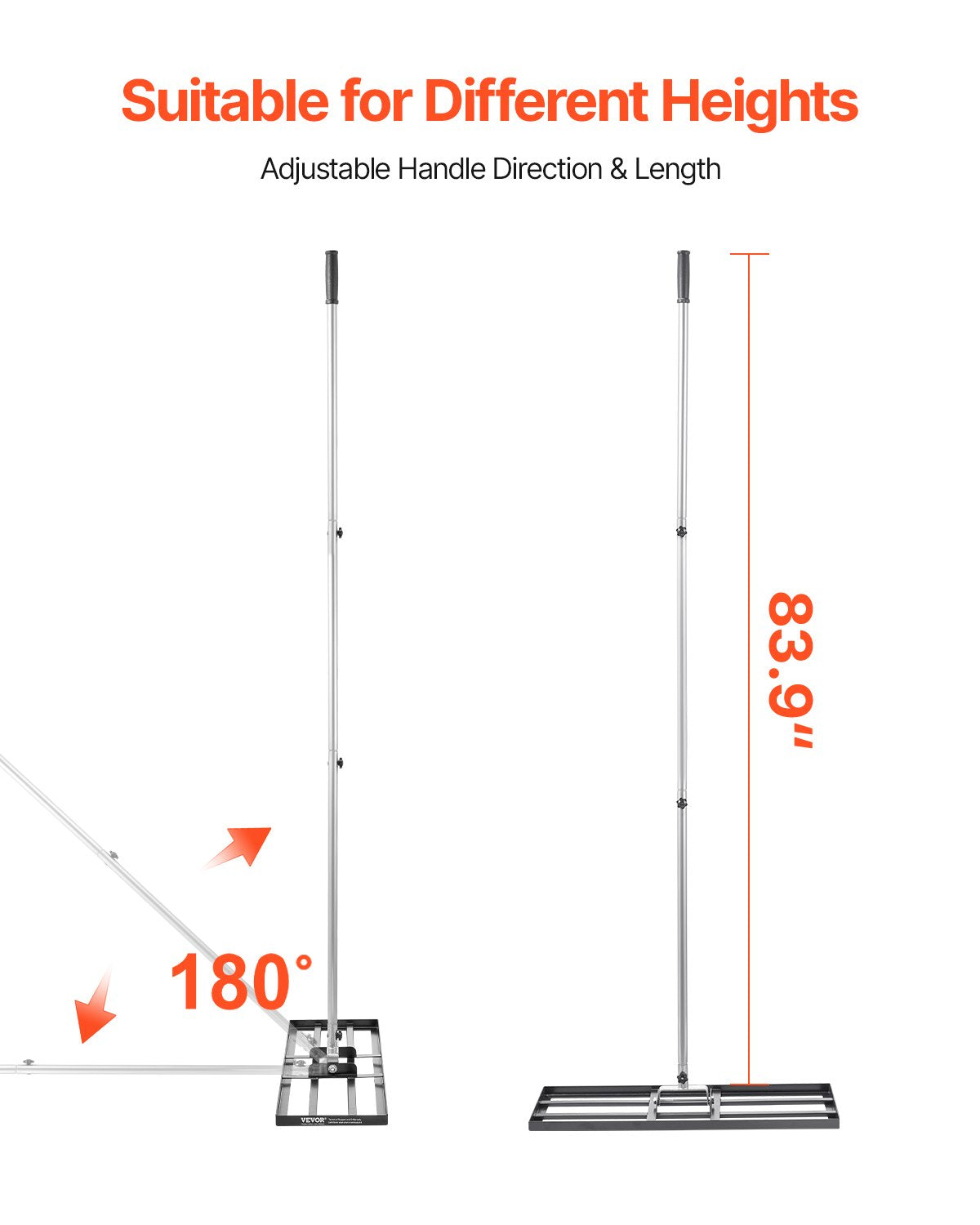 10x30in Heavy Duty Lawn Leveling Rake with Adjustable Handle for Yard & Garden